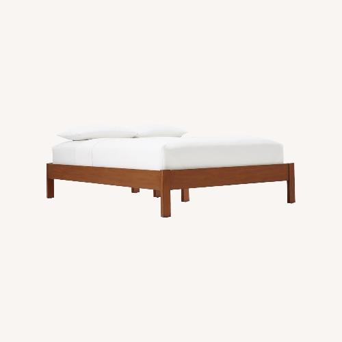 Used West Elm Dark Brown Simple Wood Queen Bed for sale on AptDeco