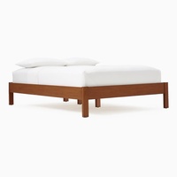West Elm Dark Brown Simple Wood Queen Bed