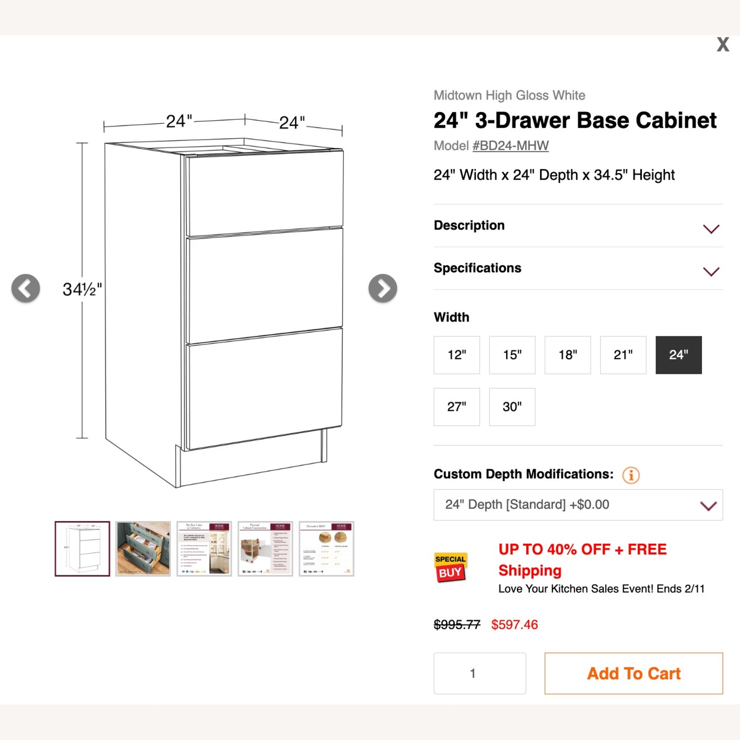 Home Decorators Midtown 24" Kitchen Base Cabinet - image-3