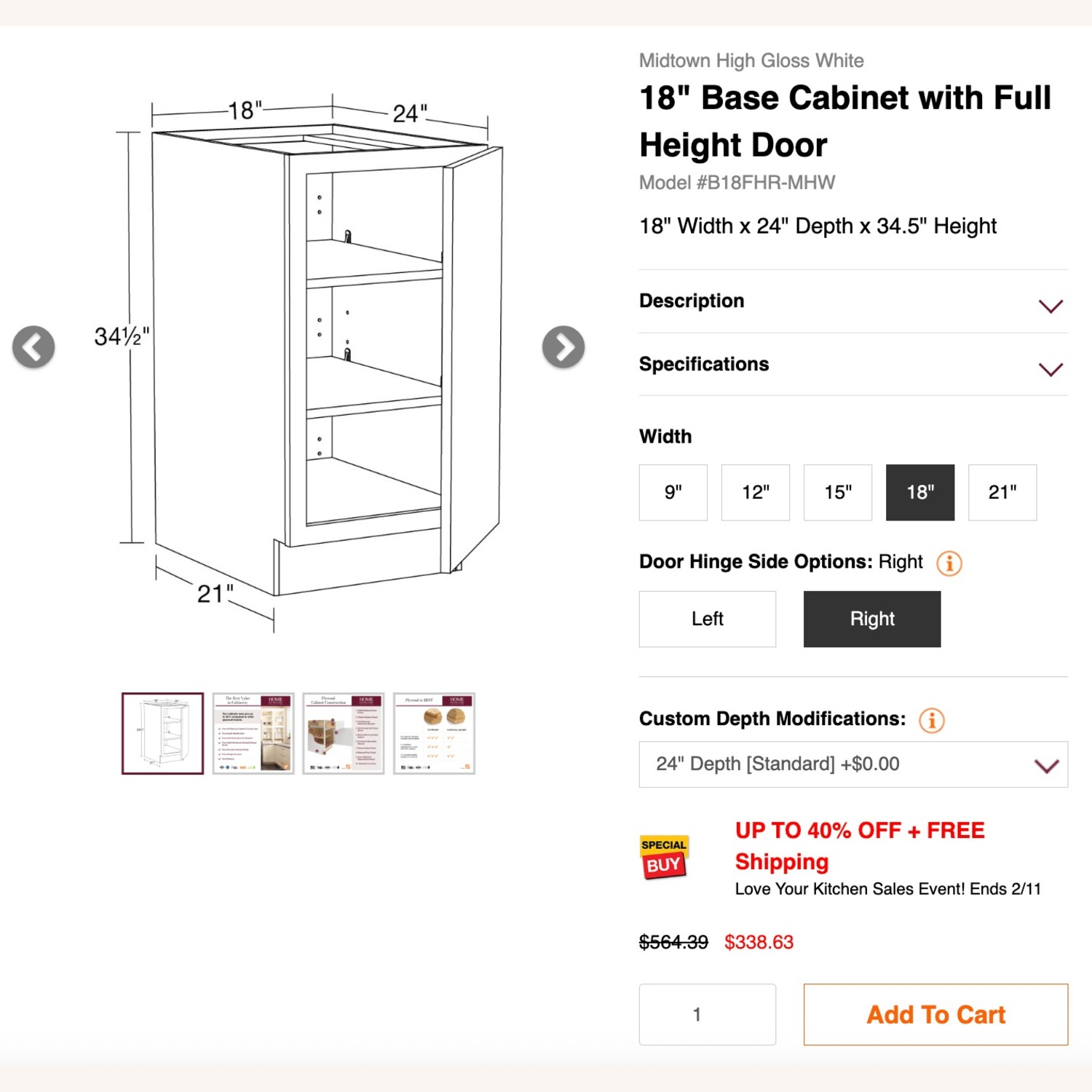Home Decorators 18" Midtown Kitchen Base Cabinet - image-3
