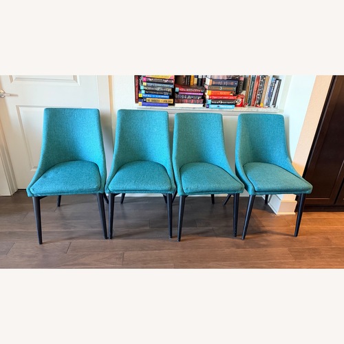 Used Upholstered Teal Dining Chairs - Set of 4 for sale on AptDeco