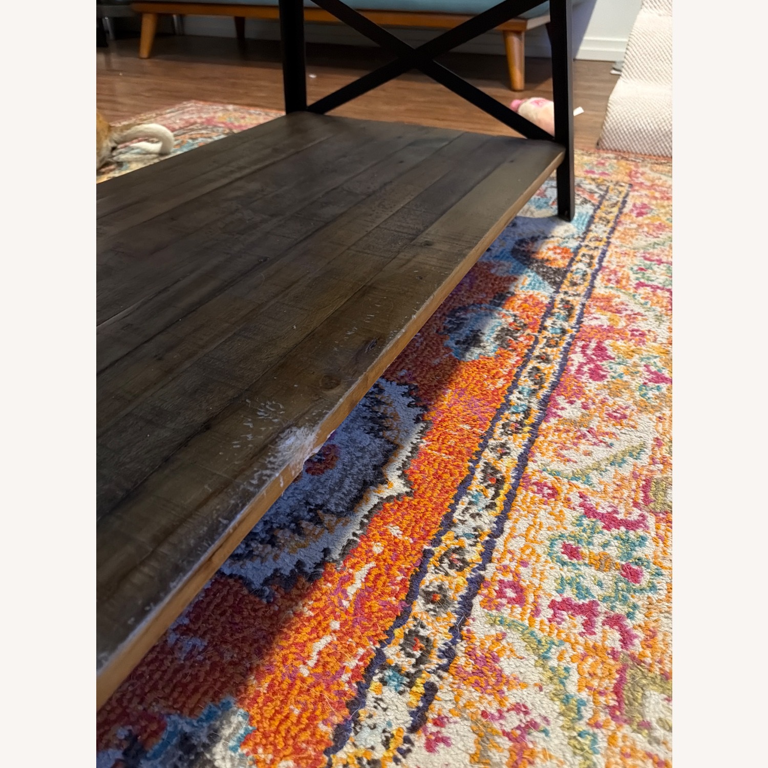 Industrial Dark Brown Coffee Table W Shelf - image-4