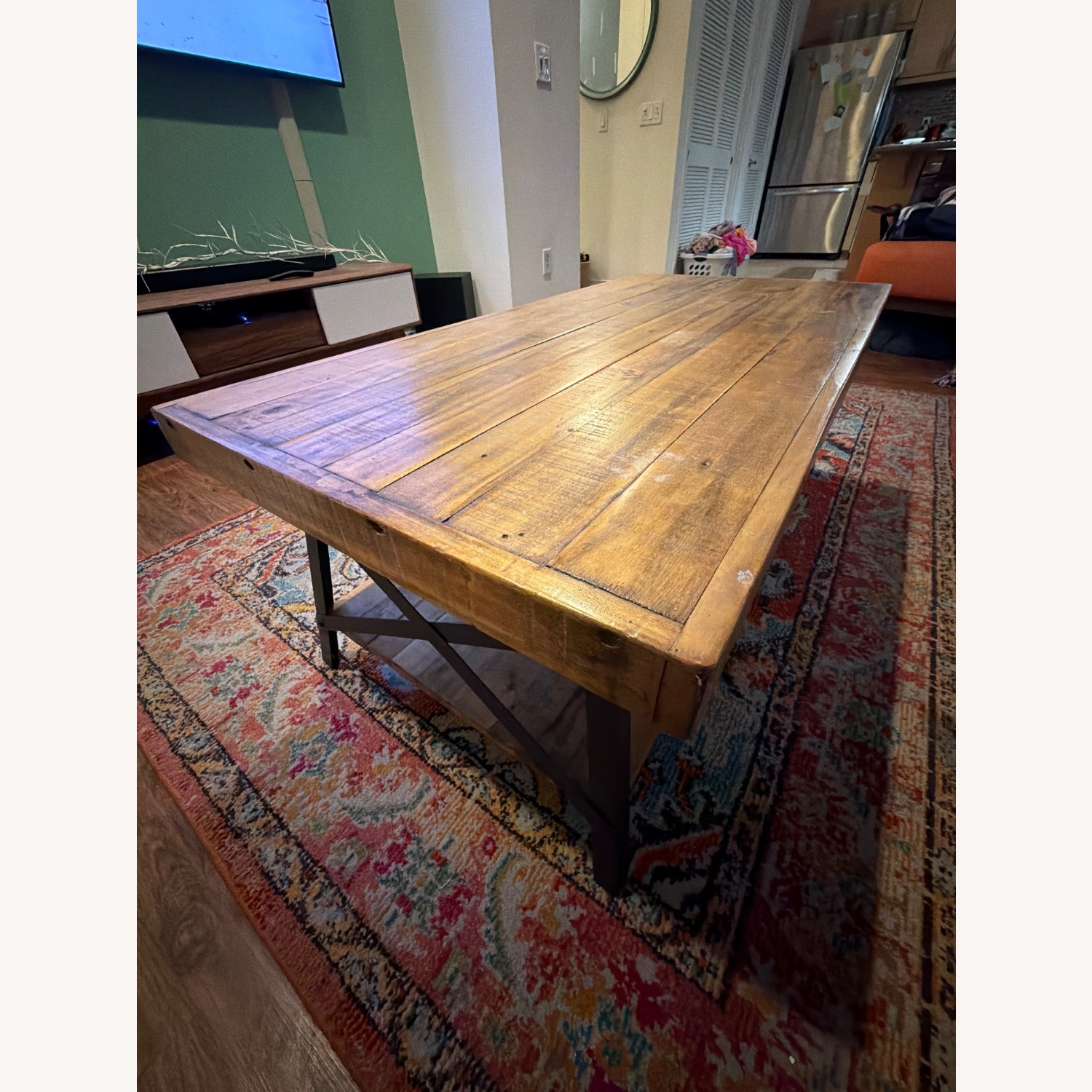 Industrial Dark Brown Coffee Table W Shelf - image-2