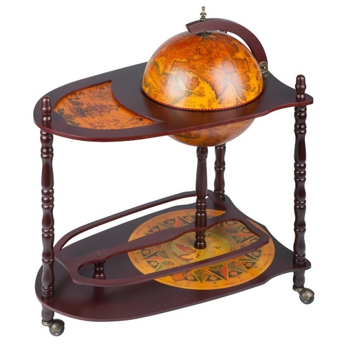 Used Old World Extended Shelf Italian Replica Globe Bar Cart for sale on AptDeco