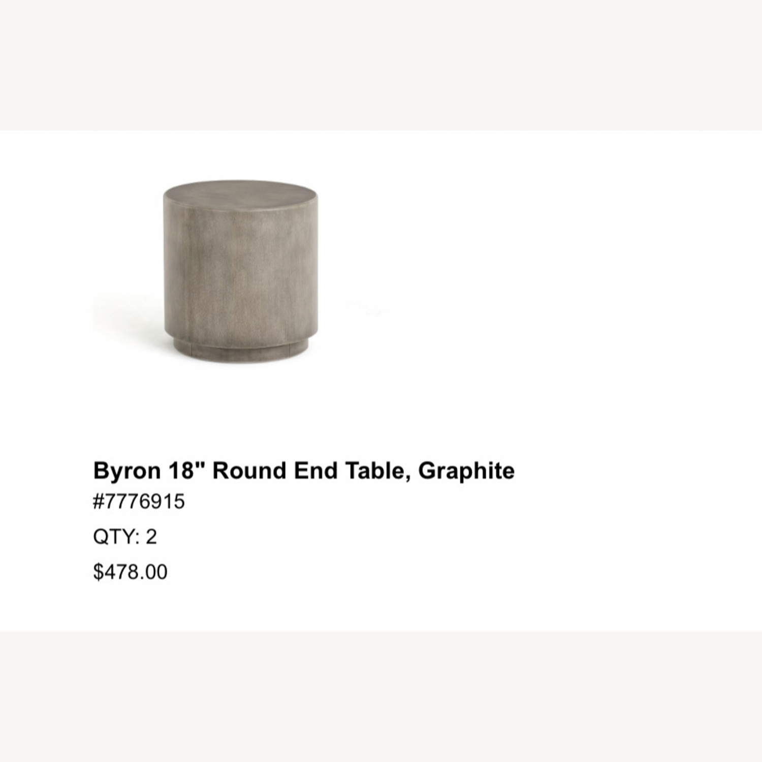 Pottery Barn Byron 18" Round End Table, Graphite - image-2