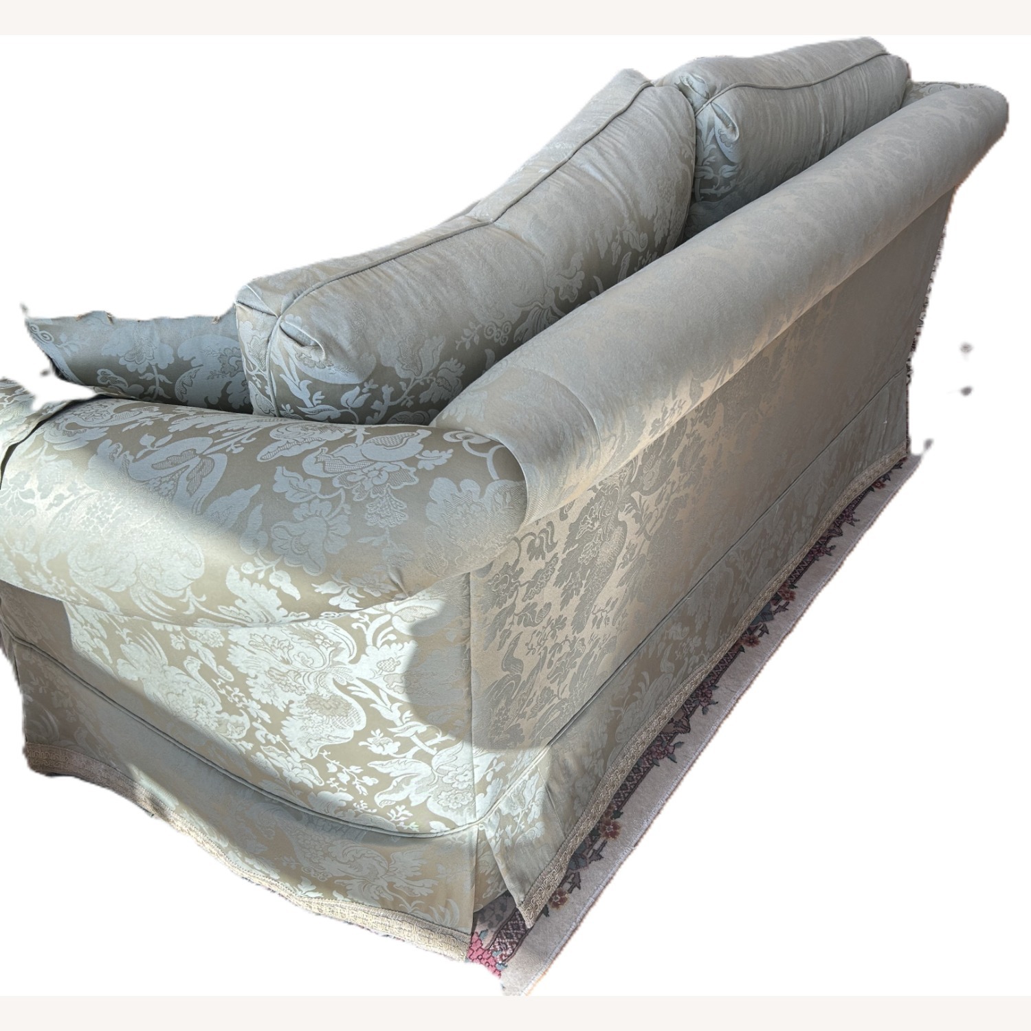 Ethan Allen Green Fabric 2 Seater Sofa - image-1