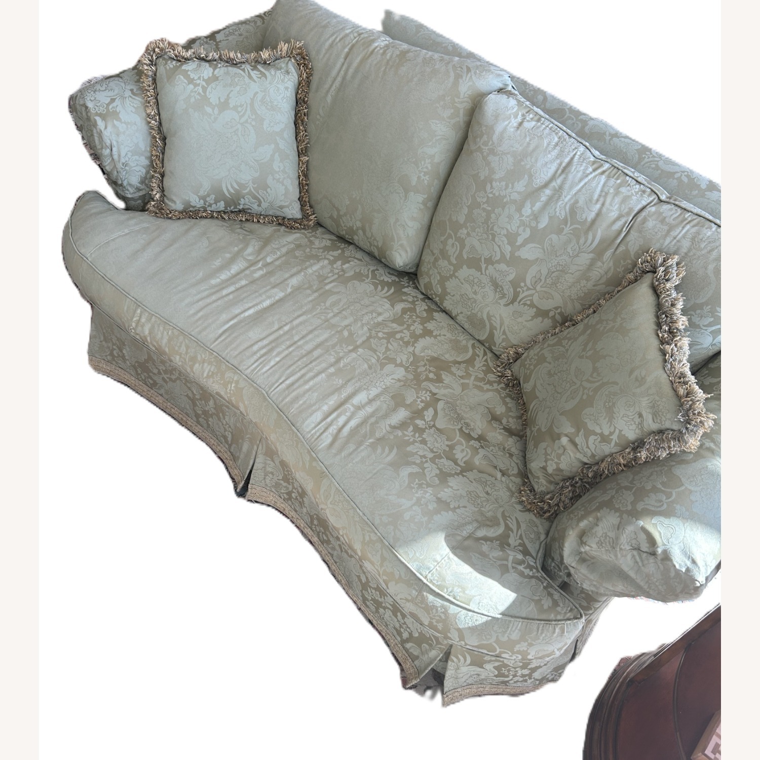 Ethan Allen Green Fabric 2 Seater Sofa - image-2