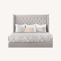 Light Gray Velvet King Bed