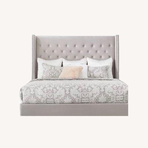 Used Light Gray Velvet King Bed for sale on AptDeco