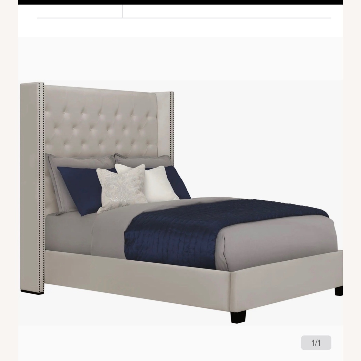 Light Gray Velvet King Bed - image-1