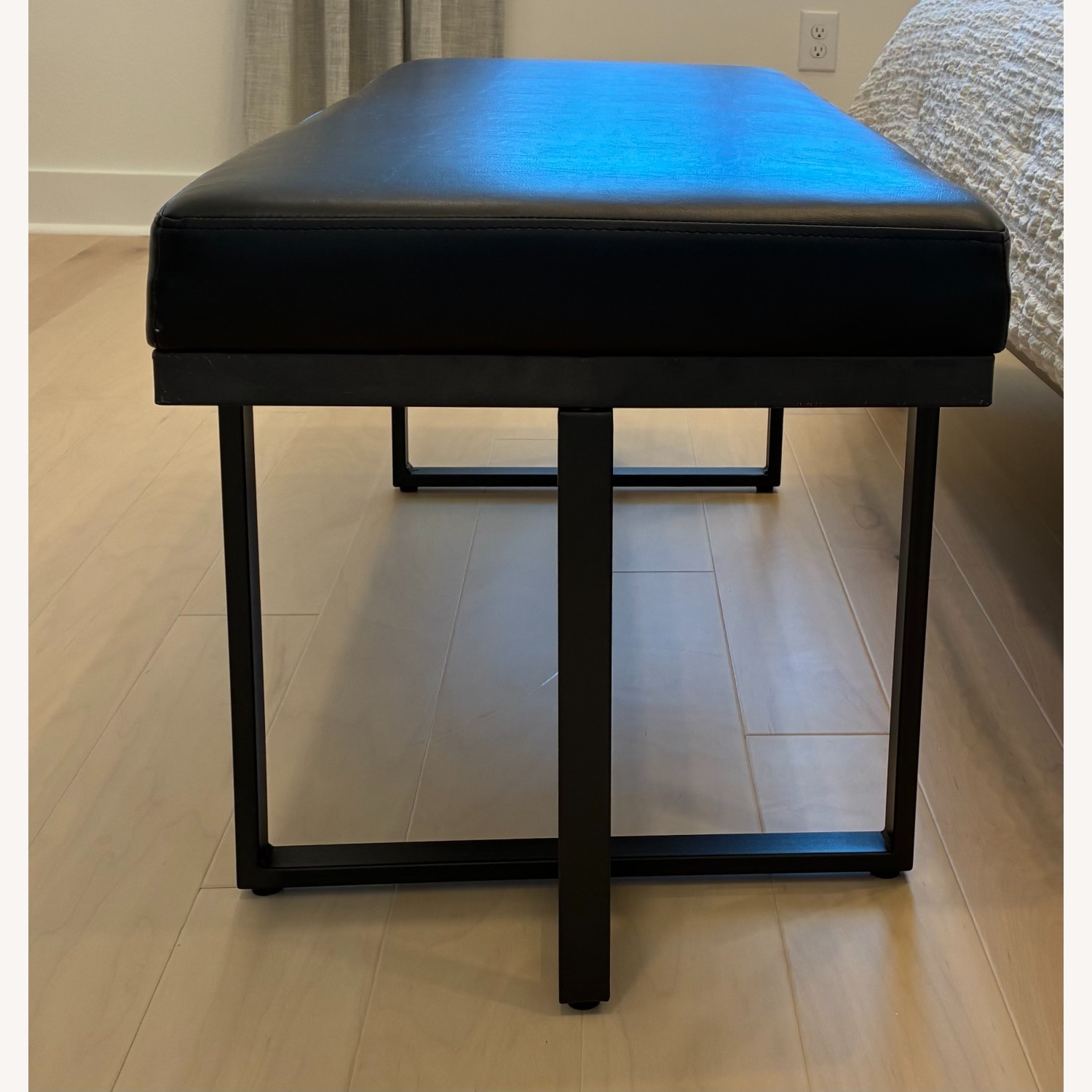 Synthetic Black Leather Bench - image-3