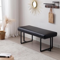 Synthetic Black Leather Bench