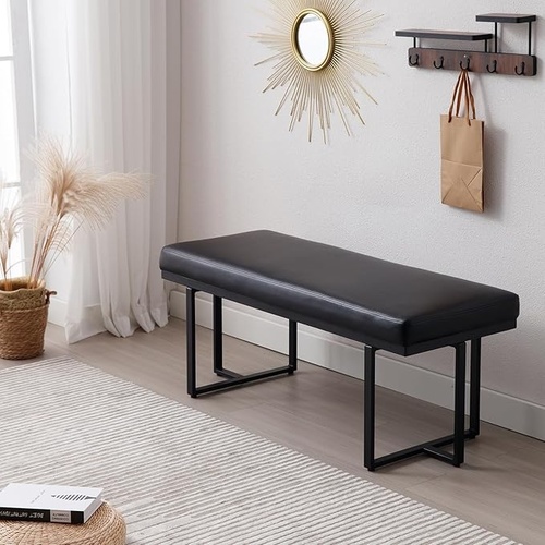 Used Synthetic Black Leather Bench for sale on AptDeco