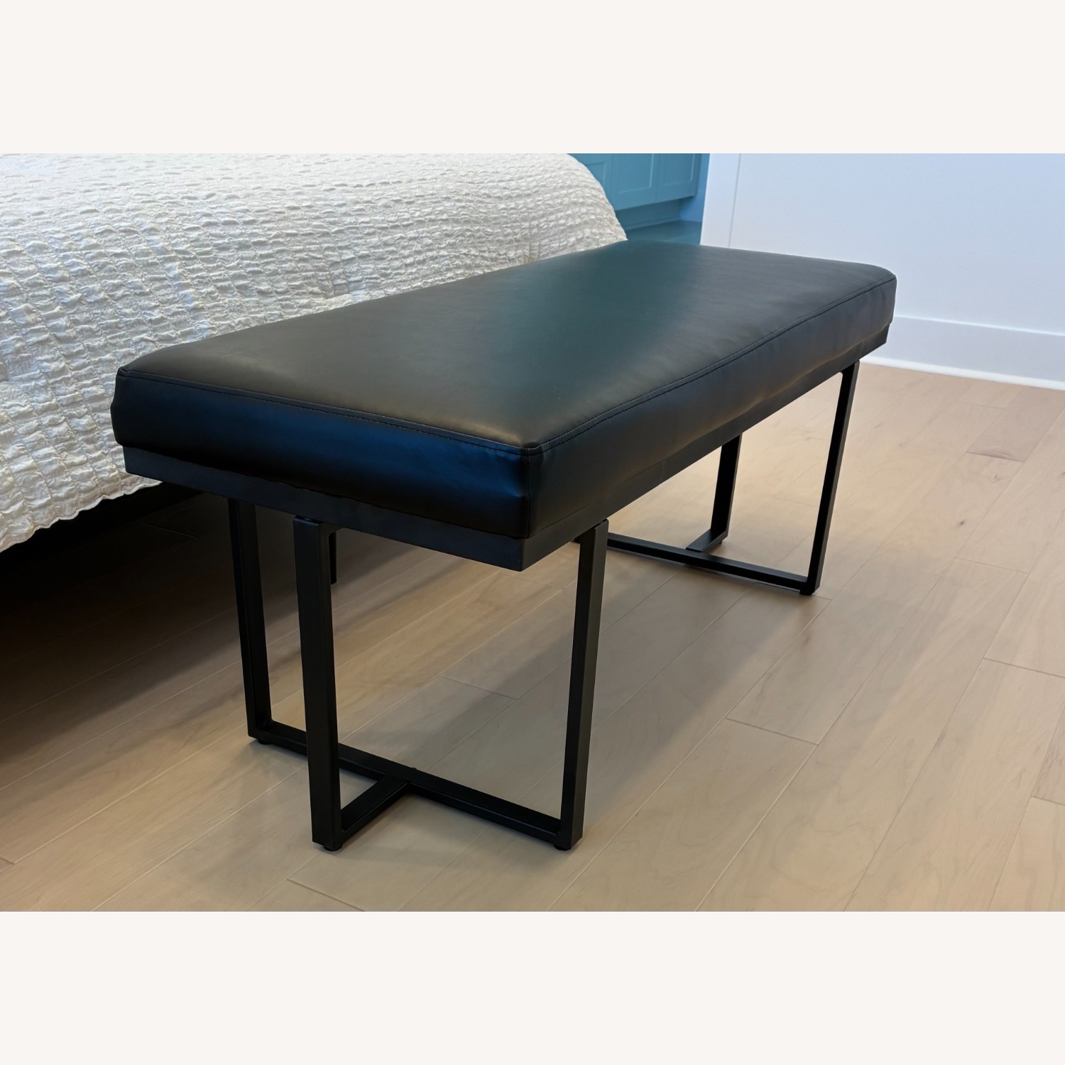 Synthetic Black Leather Bench - image-4