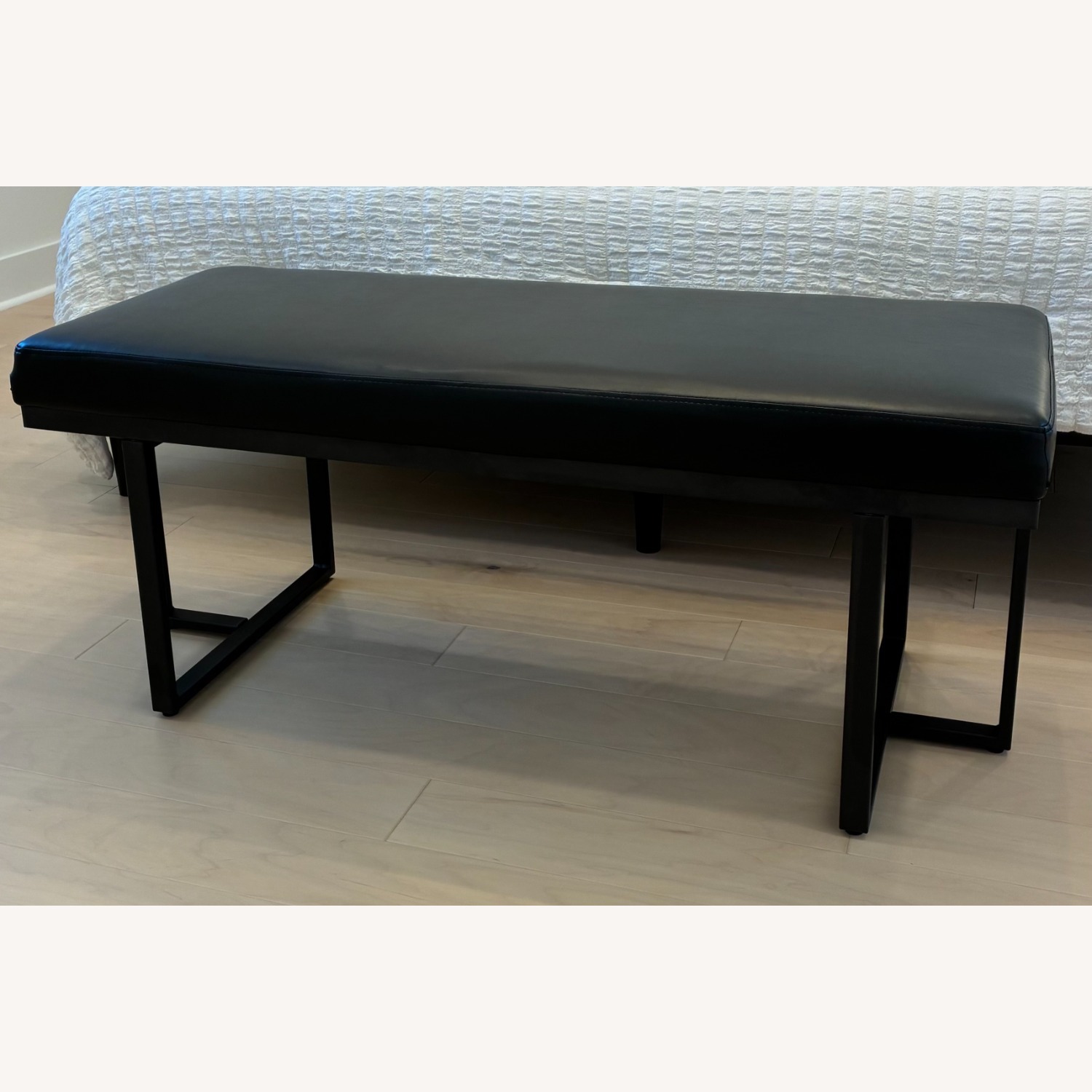 Synthetic Black Leather Bench - image-2
