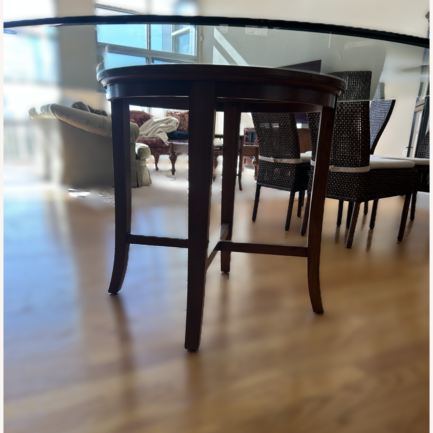 Crate & Barrel Halo Glass Dining Table W 5 Chairs - image-2