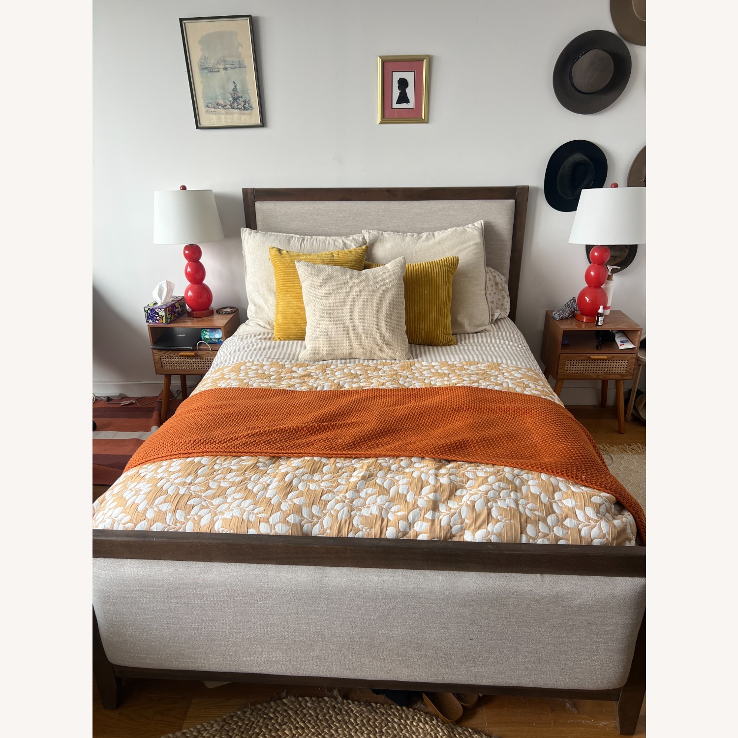 Wayfair Wooden + Fabic Full Bed Frame  - image-1
