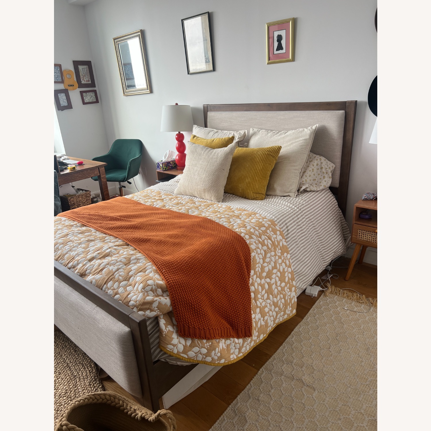 Wayfair Wooden + Fabic Full Bed Frame  - image-2