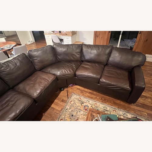 Used Dennison Dark Brown Leather 2 Piece Sectional for sale on AptDeco