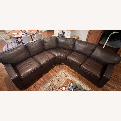 Used Dennison Dark Brown Leather 2 Piece Sectional for sale on AptDeco