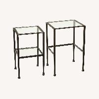 Pottery Barn Tanner Black Glass Coffee Table