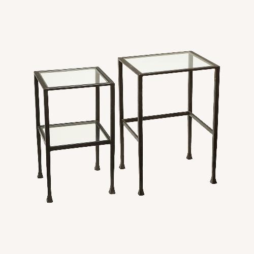 Used Pottery Barn Tanner Black Glass Coffee Table for sale on AptDeco