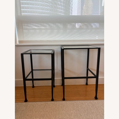 Used Pottery Barn Tanner Black Glass Coffee Table for sale on AptDeco