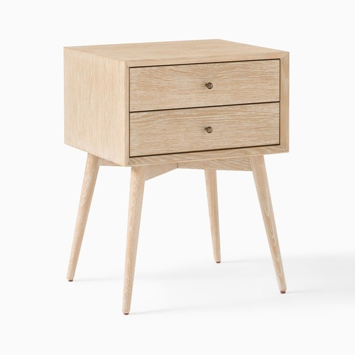 Used West Elm Light Gray Mid Century Wood Nightstand for sale on AptDeco