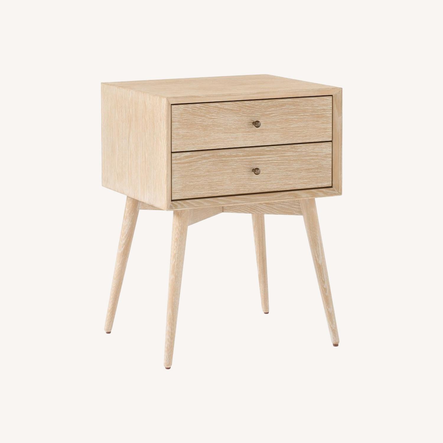 West Elm Light Gray Mid Century Wood Nightstand - image-0