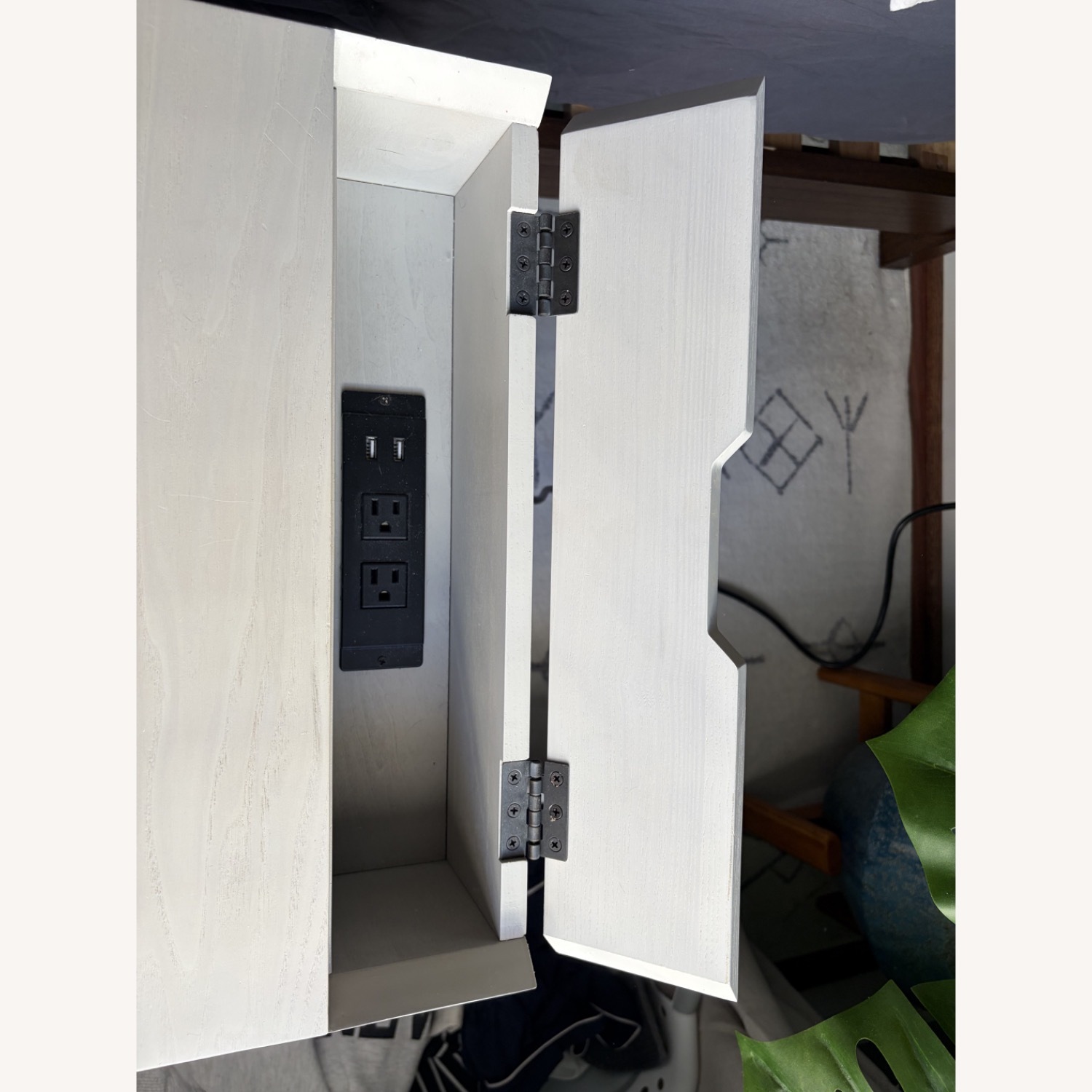 West Elm Light Gray Mid Century Wood Nightstand - image-3