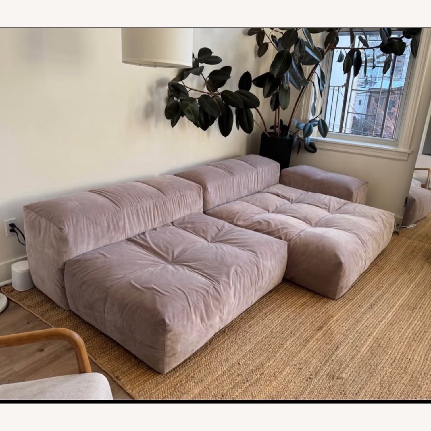 Saba Italia Pink Velvet 2 Piece Sectional - image-3