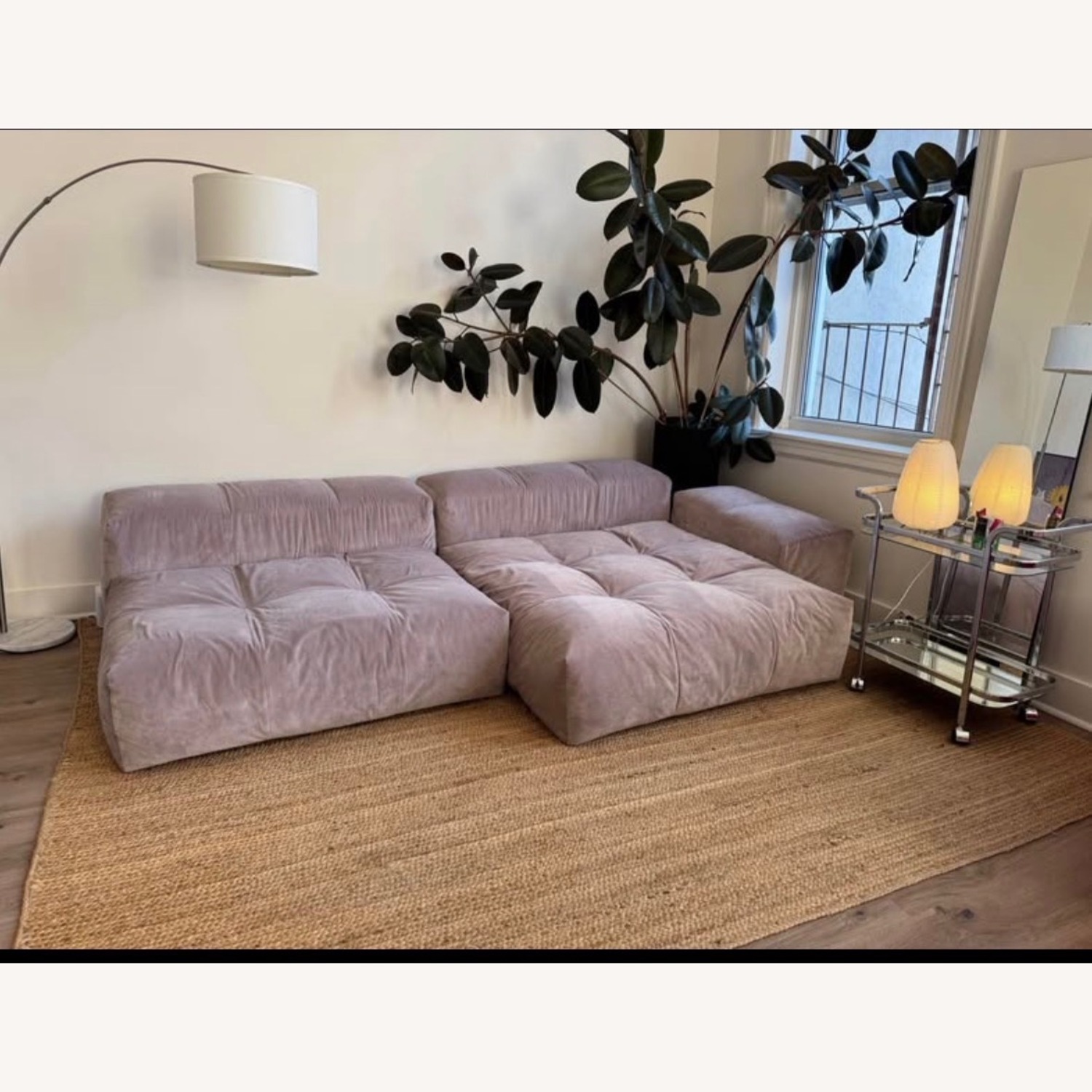 Saba Italia Pink Velvet 2 Piece Sectional - image-2