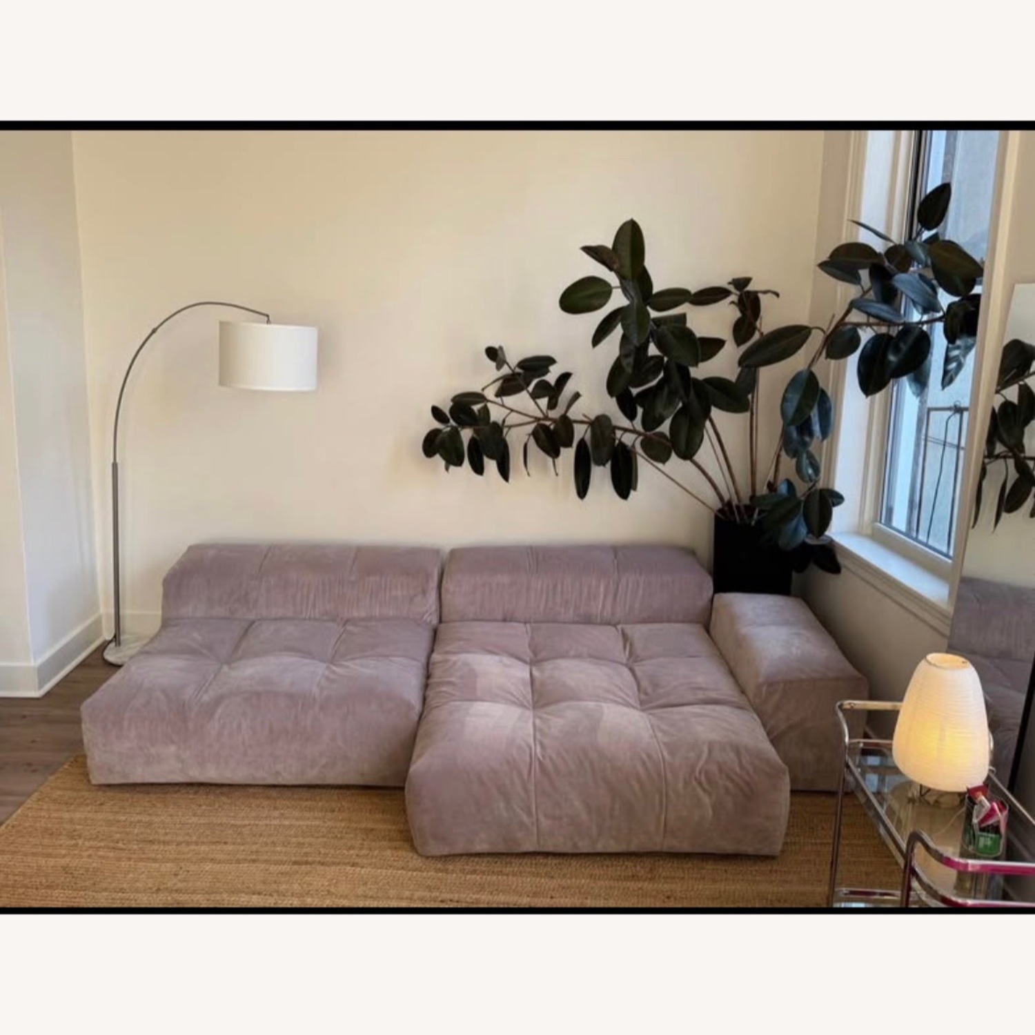 Saba Italia Pink Velvet 2 Piece Sectional - image-1