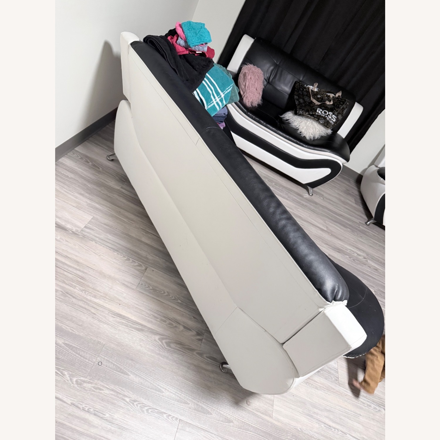 Black Leather 3+ Seater Sofa - image-3