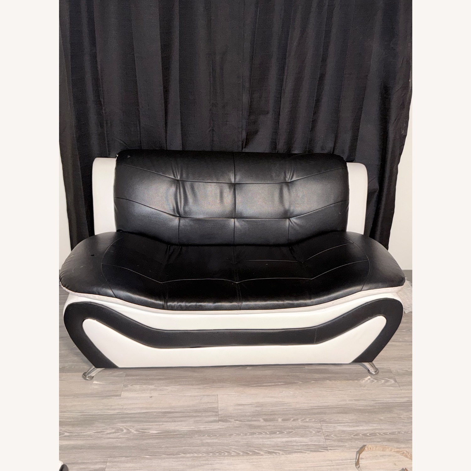 Black Leather 3+ Seater Sofa - image-1