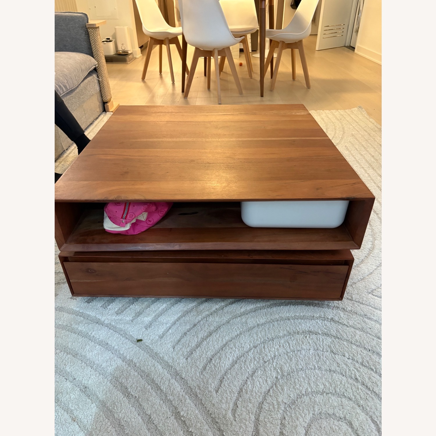 CB2 Dark Brown Wood Rotating Coffee Table - image-7