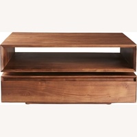 CB2 Dark Brown Wood Rotating Coffee Table