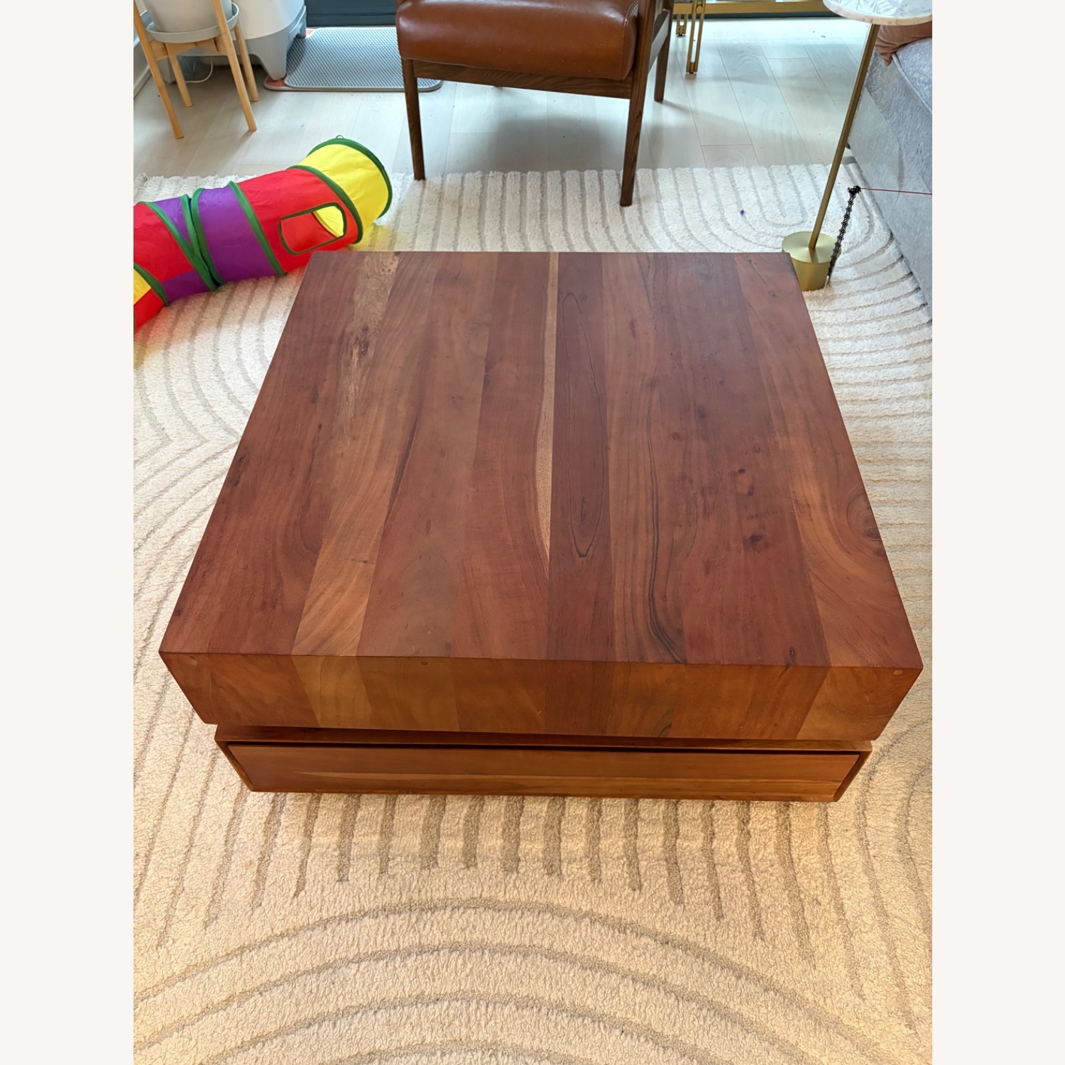 CB2 Dark Brown Wood Rotating Coffee Table - image-2