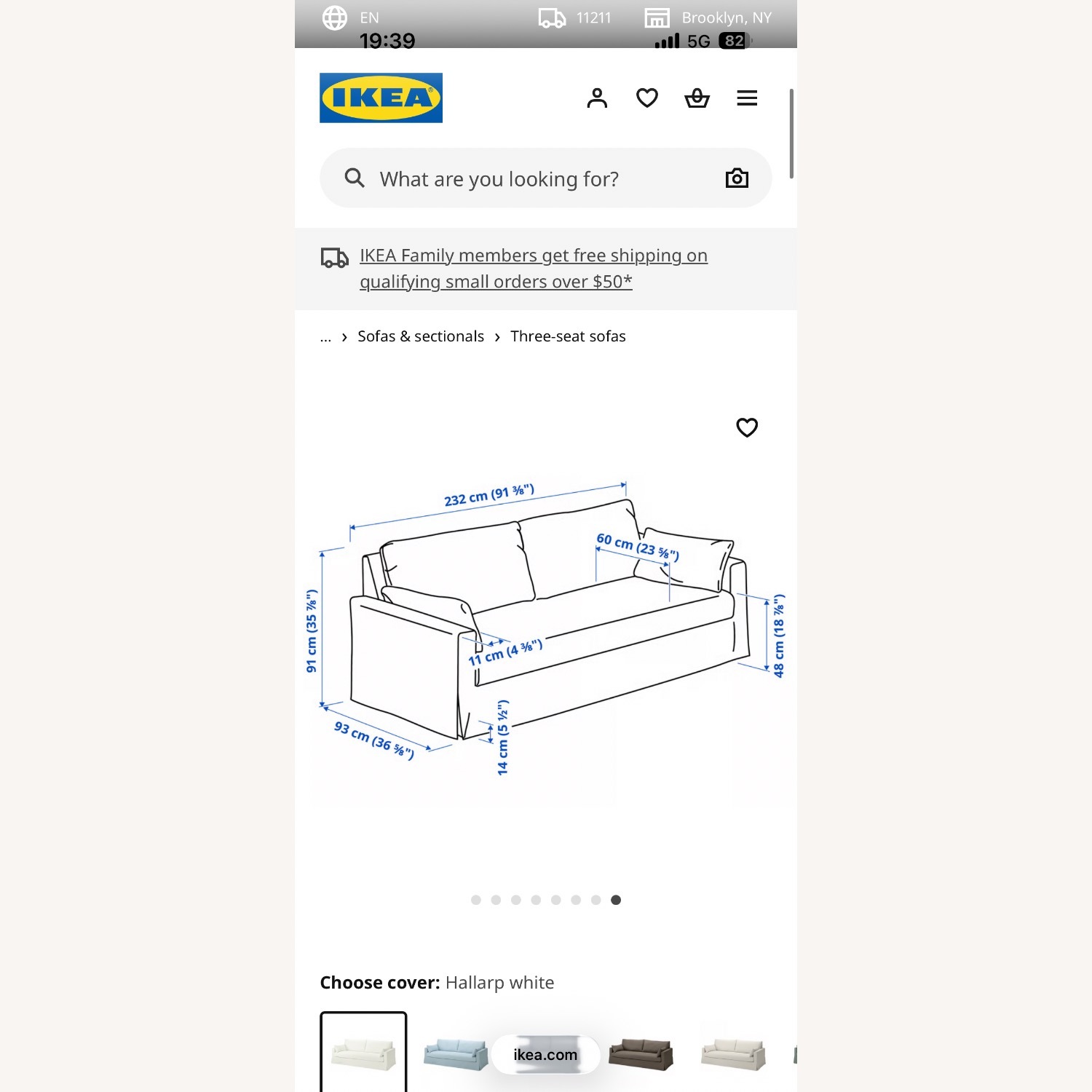IKEA Hyltarp White Fabric 3+ Seater Sofa - image-7