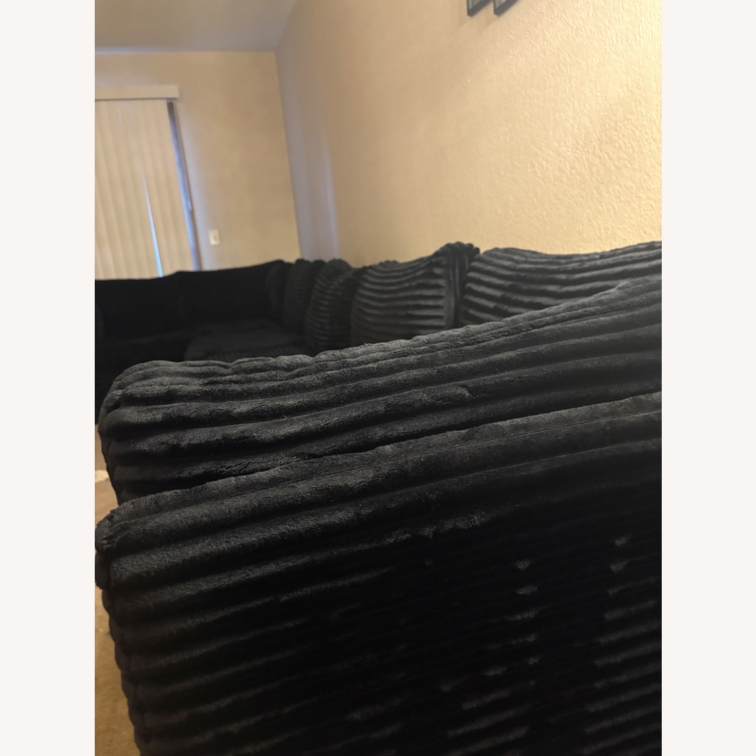 Oversized Black velvet Plush Sofa  - image-2