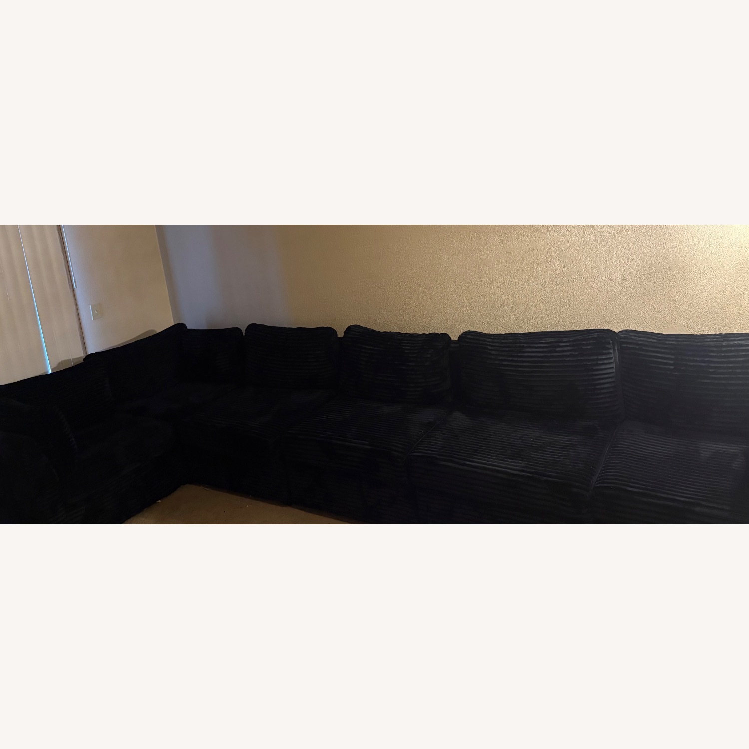 Oversized Black velvet Plush Sofa  - image-1