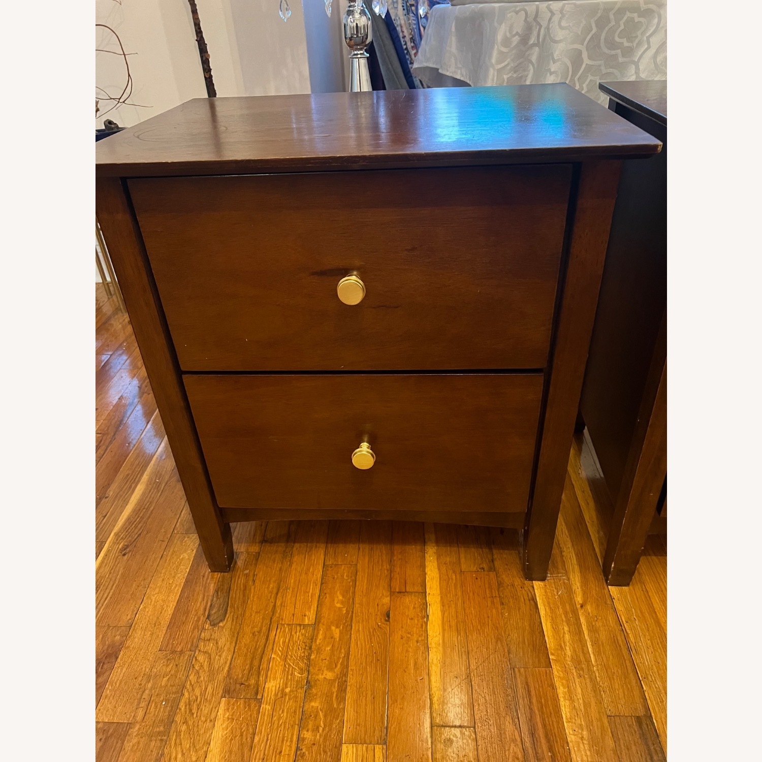 West Elm Dark Brown Wood Nightstands - image-1