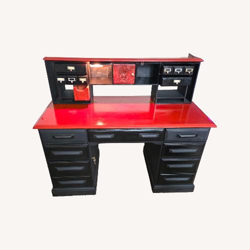 Used Black/Red Wood Mid-Century Modern Desk for sale on AptDeco