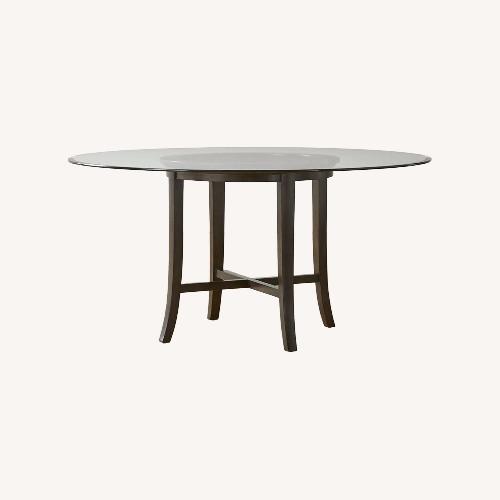Used Crate & Barrel Halo Ebony Dining Table with 60” Glass Top for sale on AptDeco