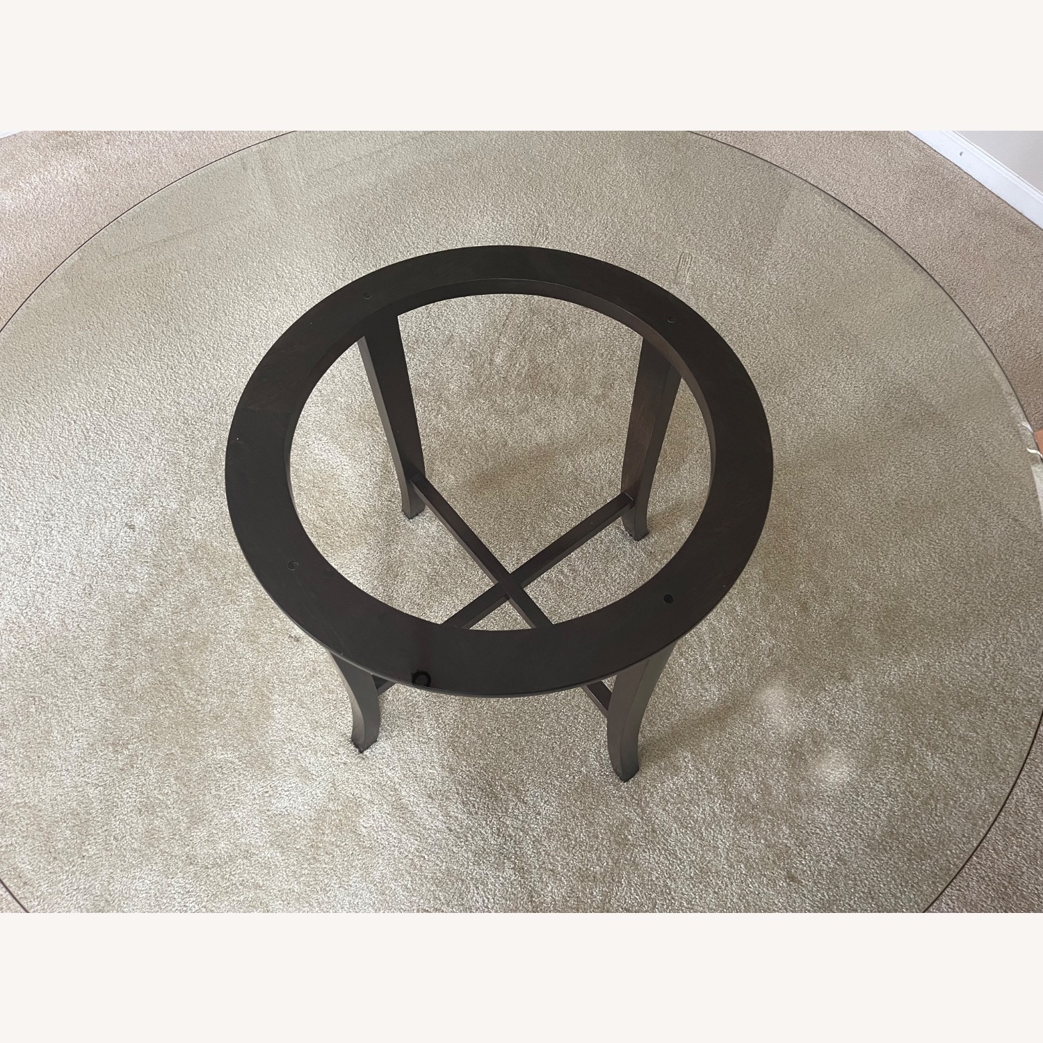 Crate & Barrel Halo Ebony Dining Table with 60” Glass Top - image-4