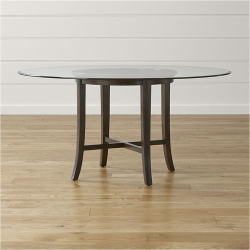 Used Crate & Barrel Halo Ebony Dining Table with 60” Glass Top for sale on AptDeco