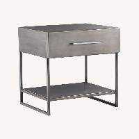 CB2 Proof Dark Gray Metal Nightstands