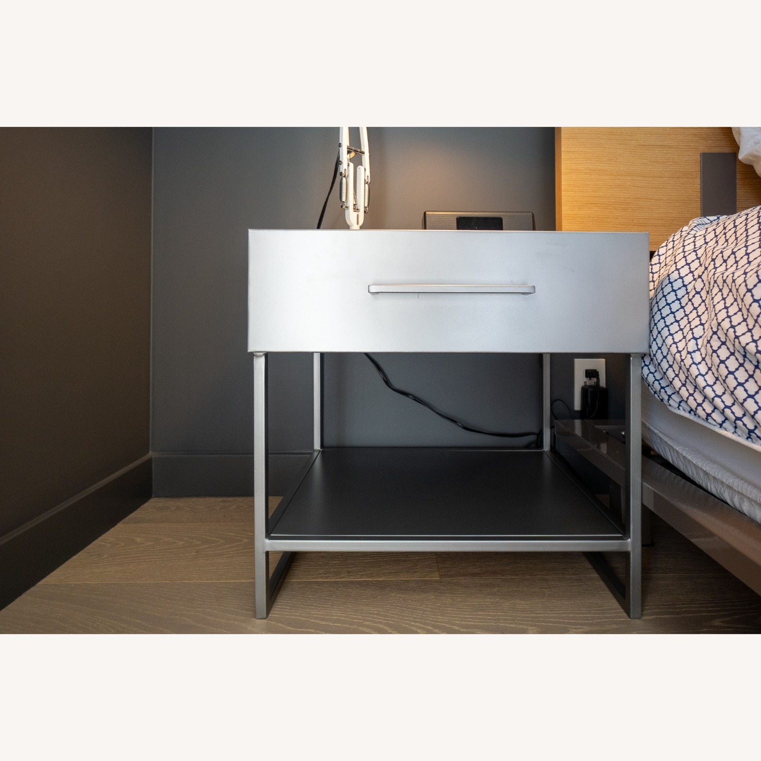 CB2 Proof Dark Gray Metal Nightstands - image-10