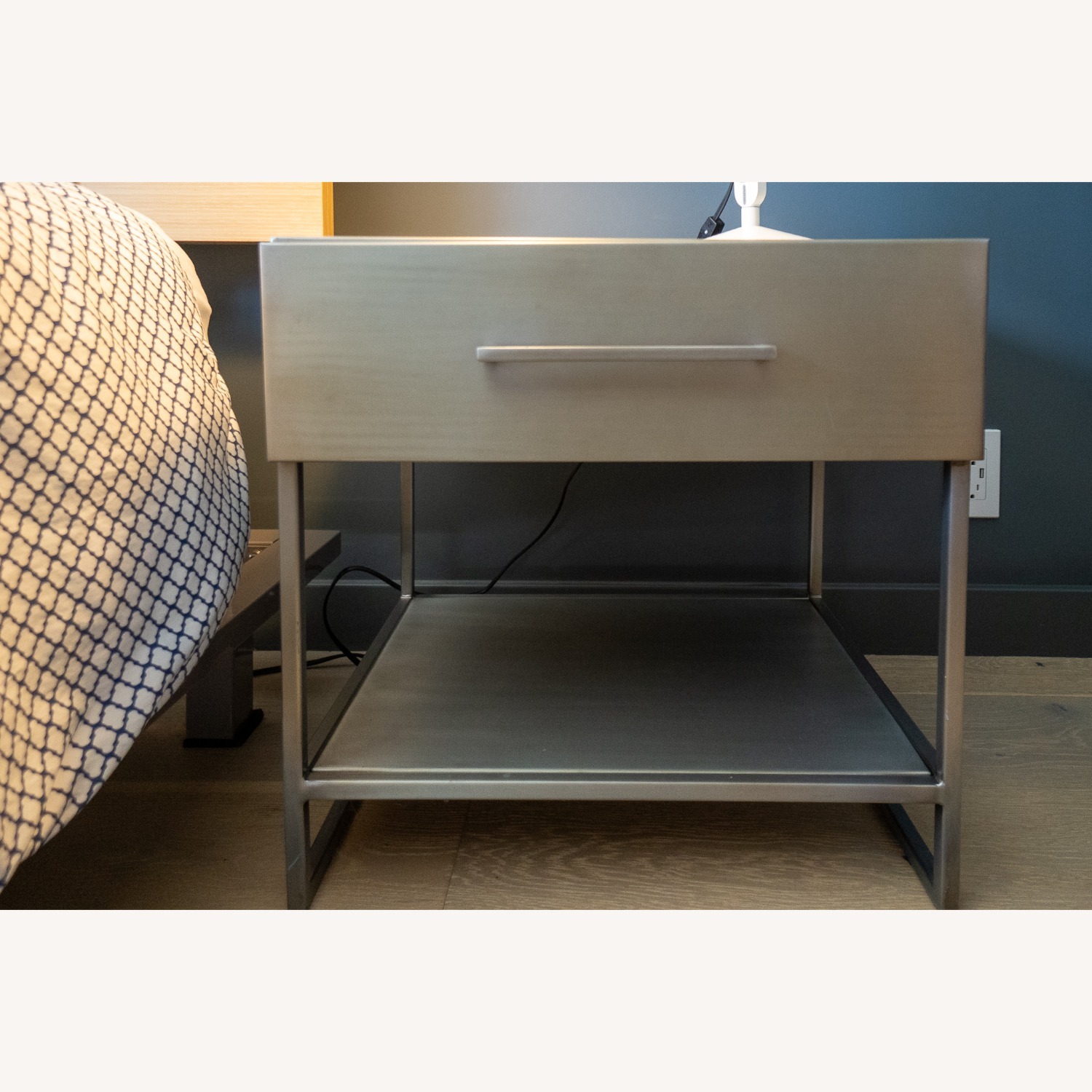 CB2 Proof Dark Gray Metal Nightstands - image-6