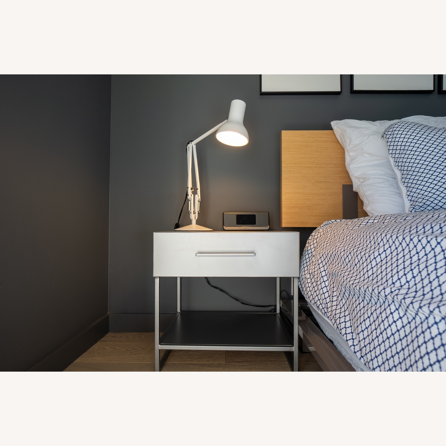 CB2 Proof Dark Gray Metal Nightstands - image-1